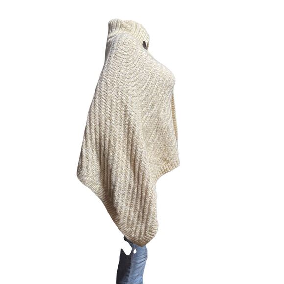 Women cape beige boho sweater one size - Picture 3 of 7